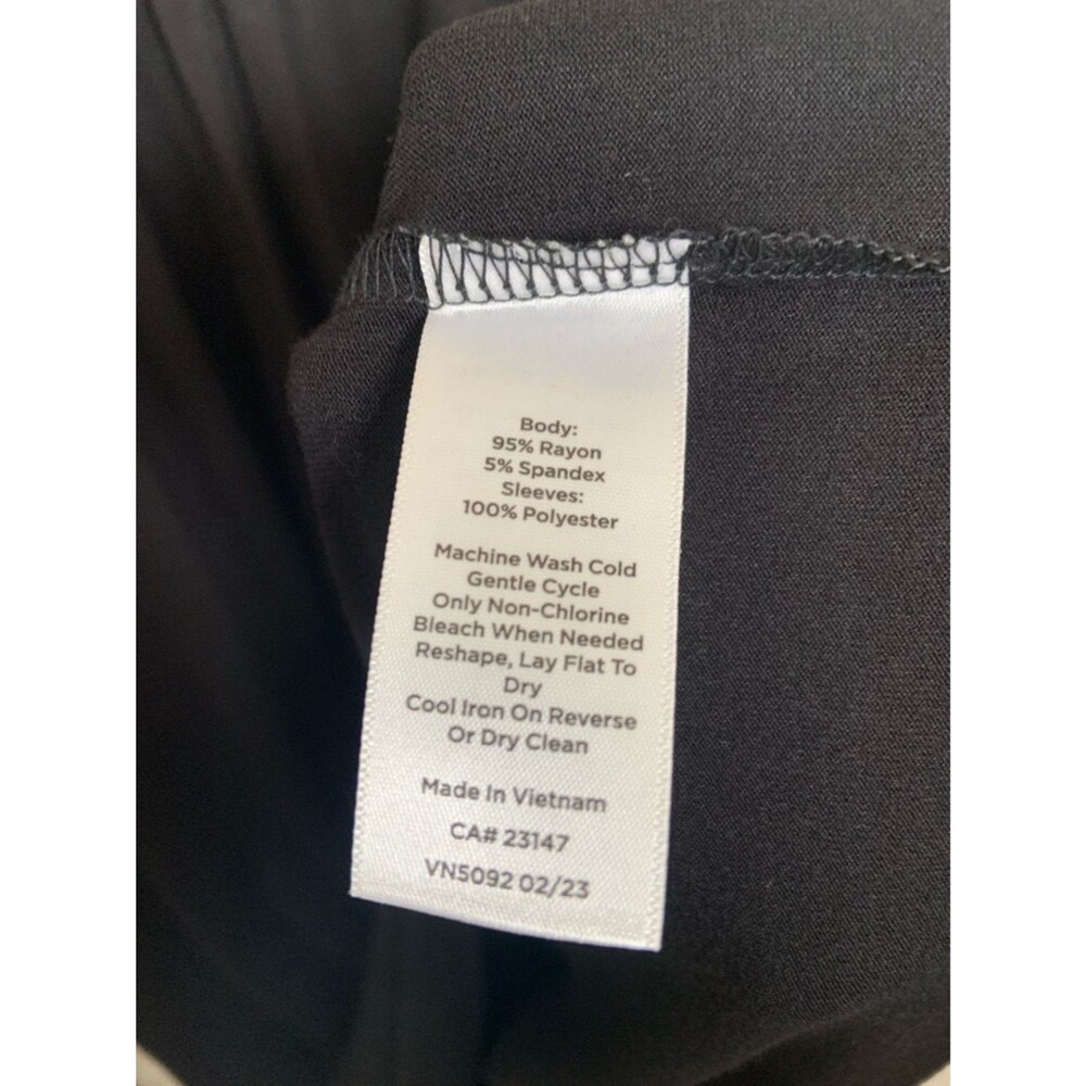 Talbots Women Casual Pleated Long Sleeve Black Round Neck Top XL Rayon Spandex - Picture 6 of 8